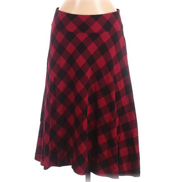 Chaps 100% Cotton Red And Black Buffalo Plaid Skirt Size M 31 Inch Waist - Picture 1 of 3